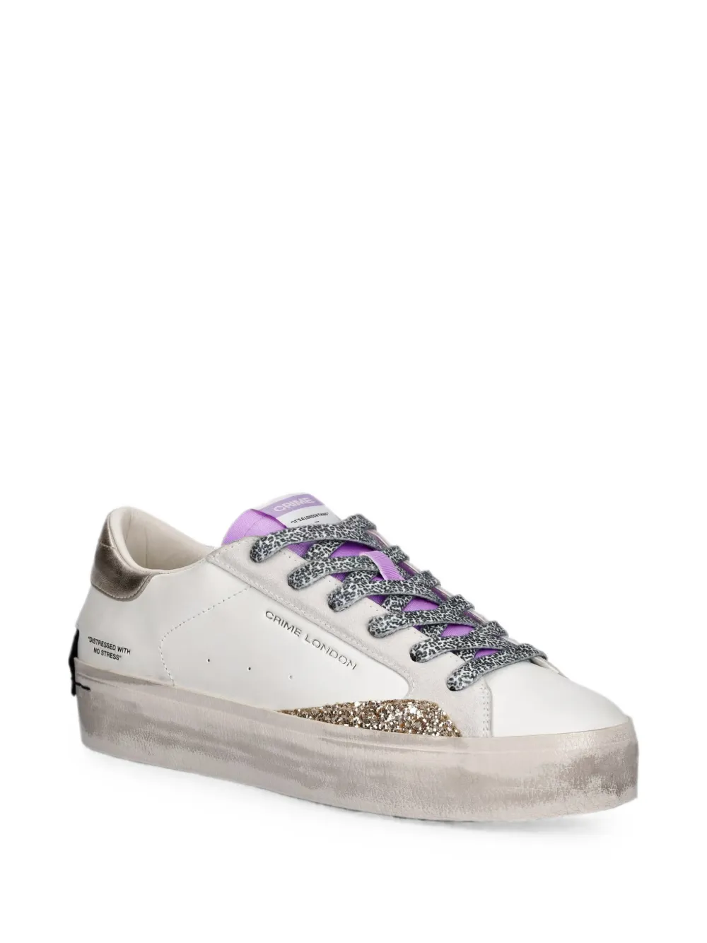Crime London Distressed Platform glitter-detail sneakers Wit