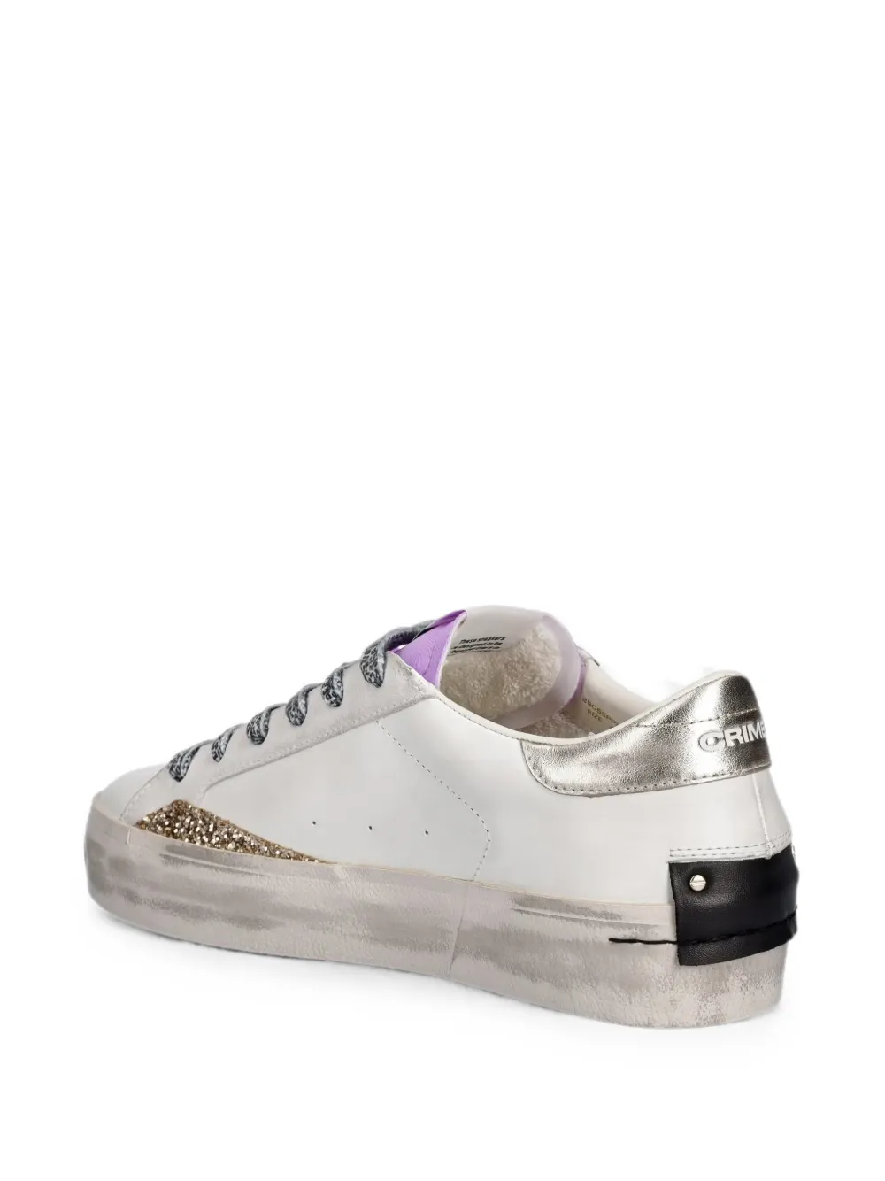 Crime London Distressed Platform glitter-detail sneakers Wit