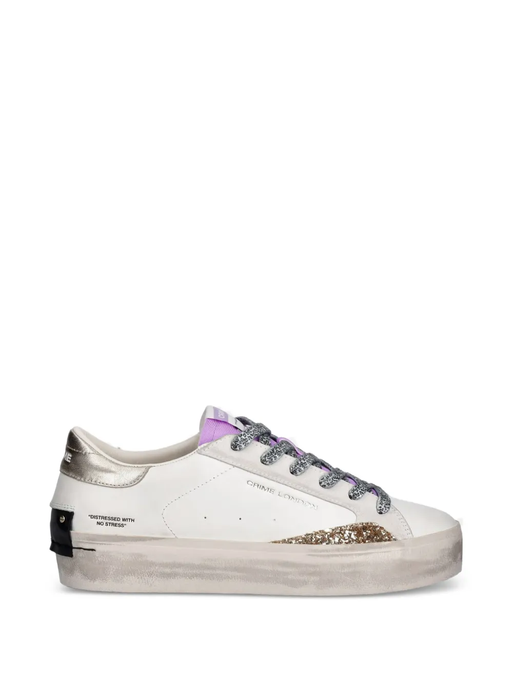Crime London Distressed Platform glitter-detail sneakers Wit