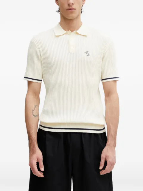 Filling Pieces ribbed-knit embroidered-logo polo shirt