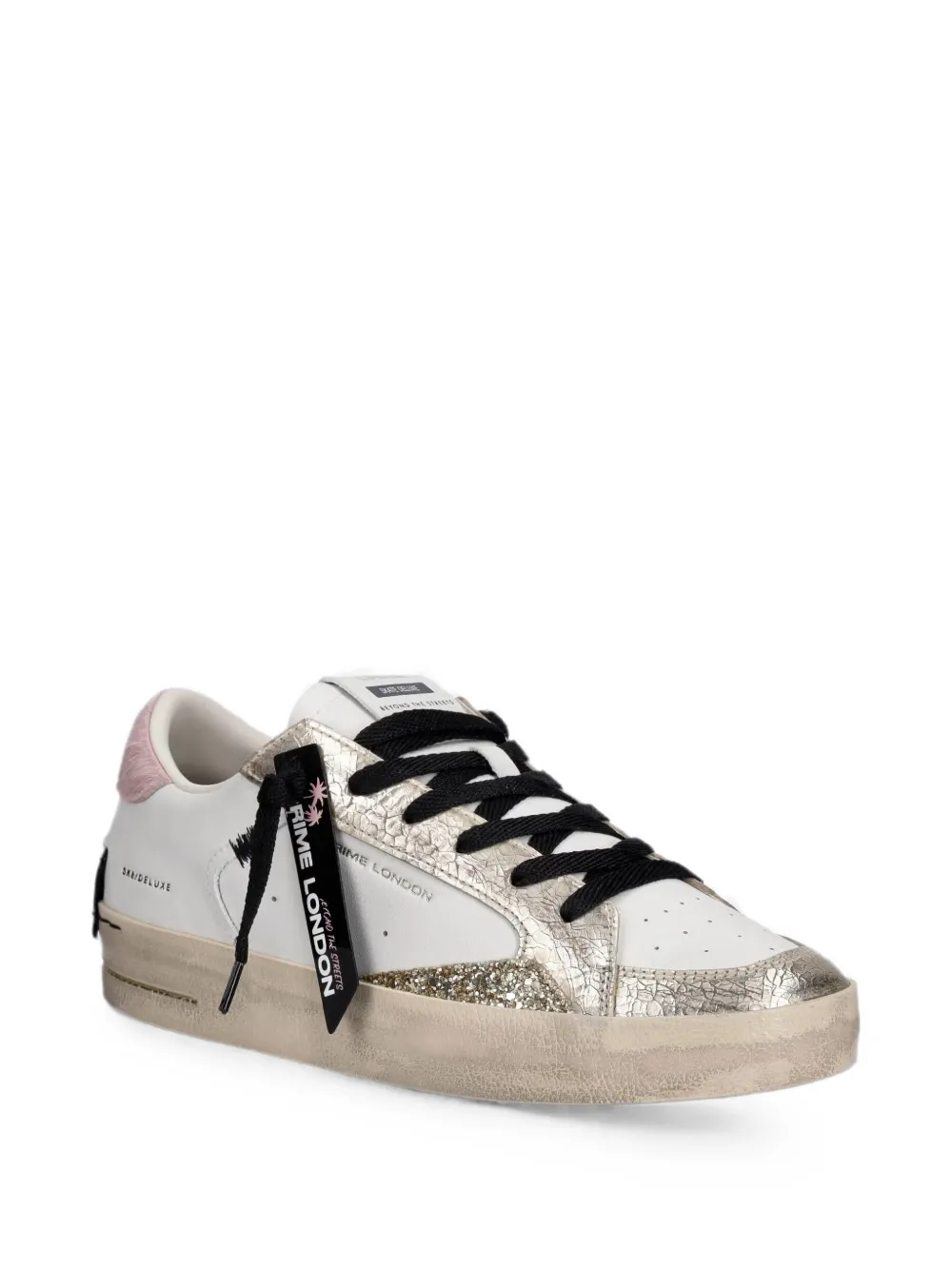 Crime London Sk8 Deluxe crackled-effect glitter sneakers Wit