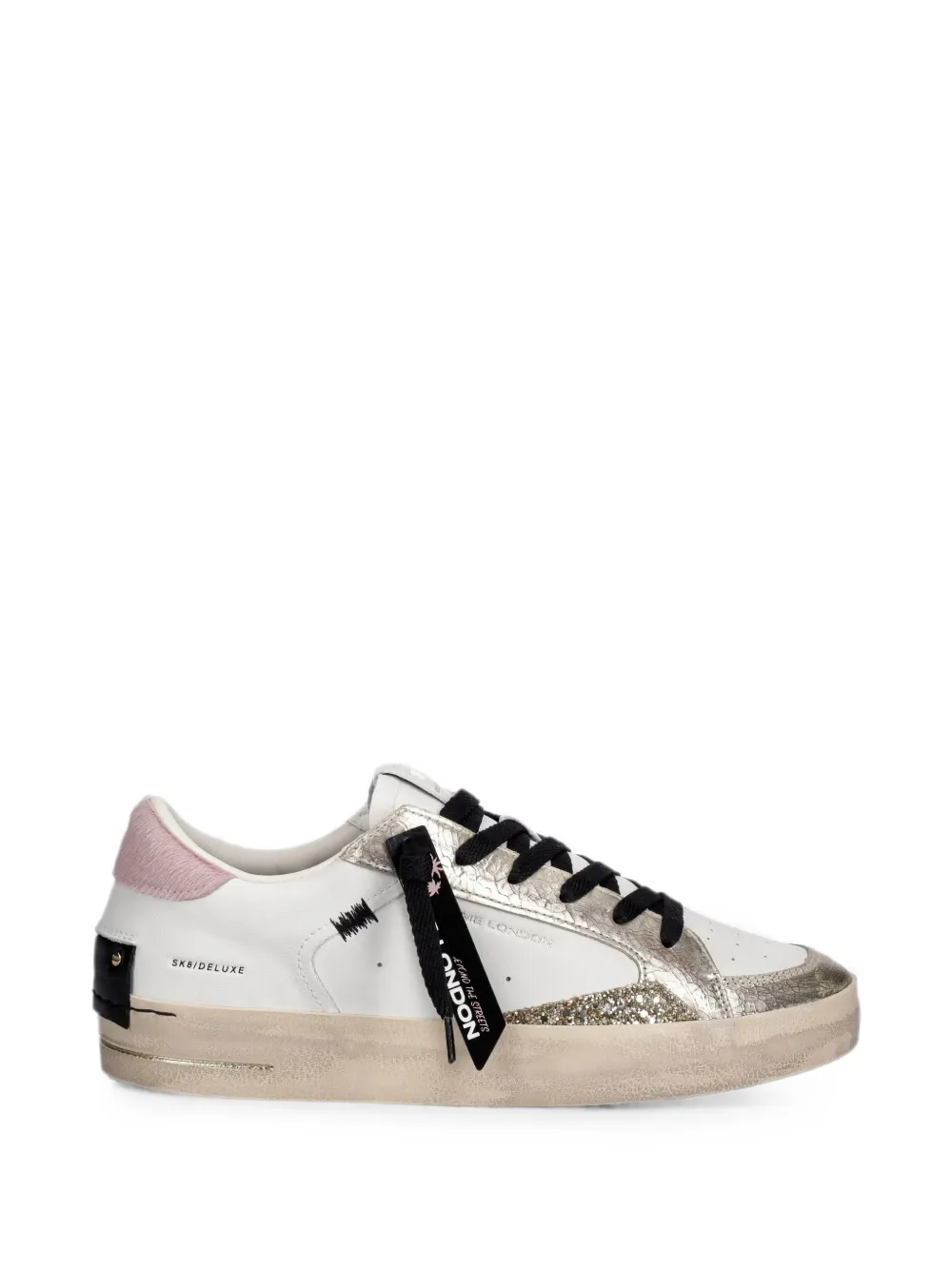 Crime London Sk8 Deluxe crackled-effect glitter sneakers Wit