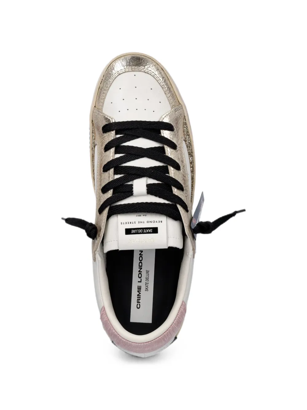 Crime London Sk8 Deluxe crackled-effect glitter sneakers Wit