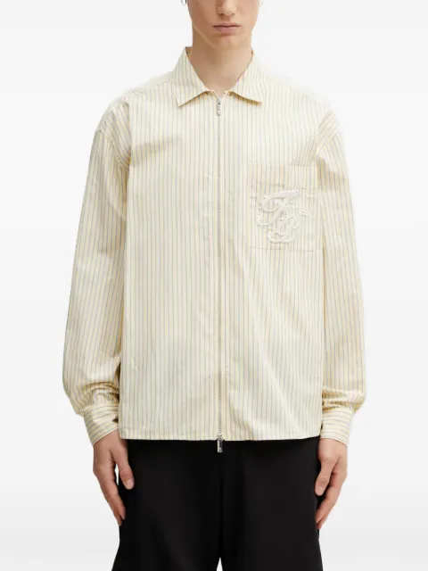 Filling Pieces striped embroidered-logo shirt