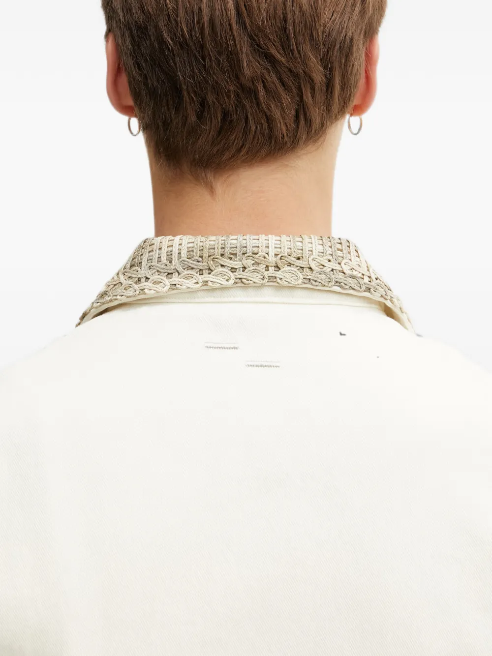 Filling Pieces Panier jack met geweven detail en rits Beige