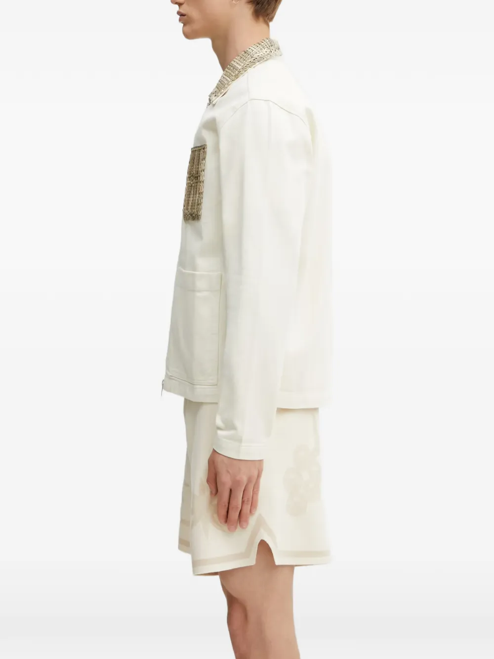 Filling Pieces Panier jack met geweven detail en rits Beige