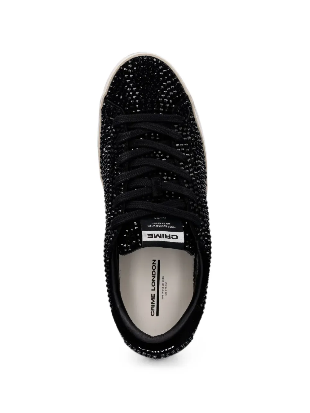 Crime London Distressed crystal-embellished sneakers Zwart