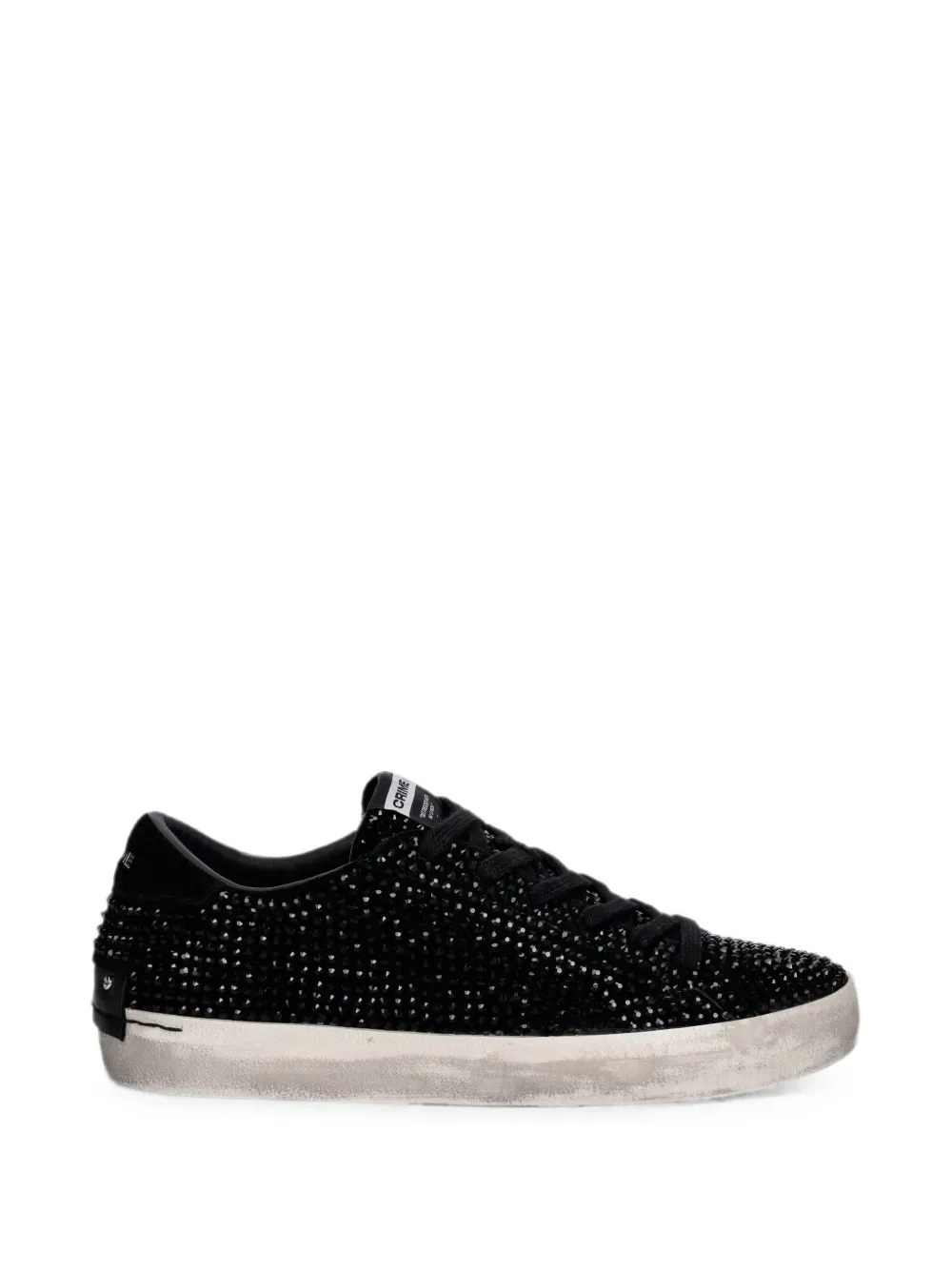 Crime London Distressed crystal-embellished sneakers Zwart
