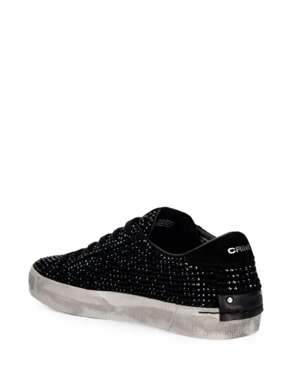 Crime London Distressed crystal-embellished sneakers Zwart
