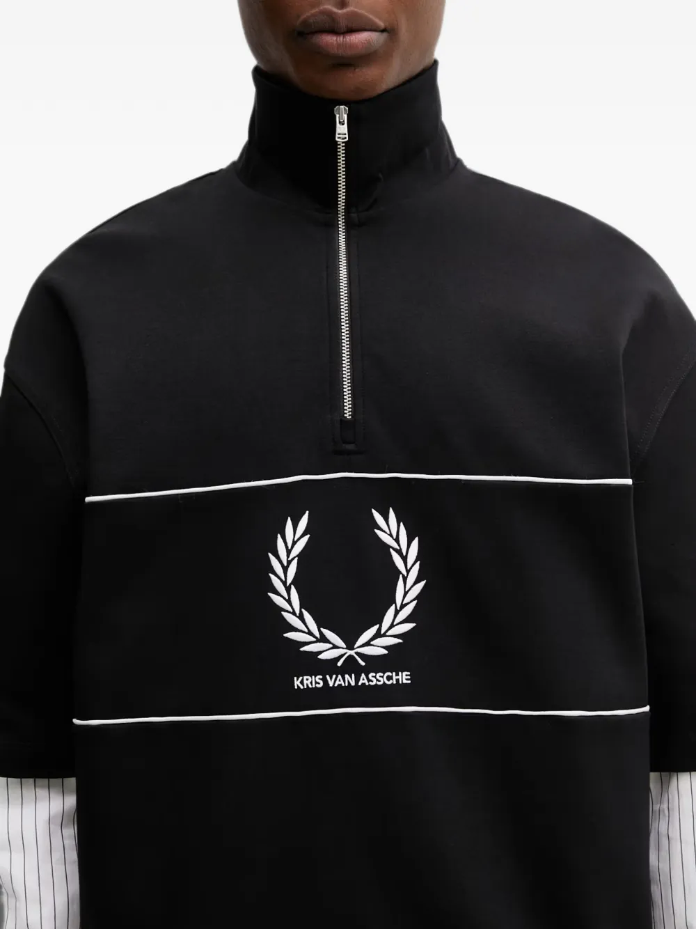 Fred Perry Sweater met halve rits Zwart