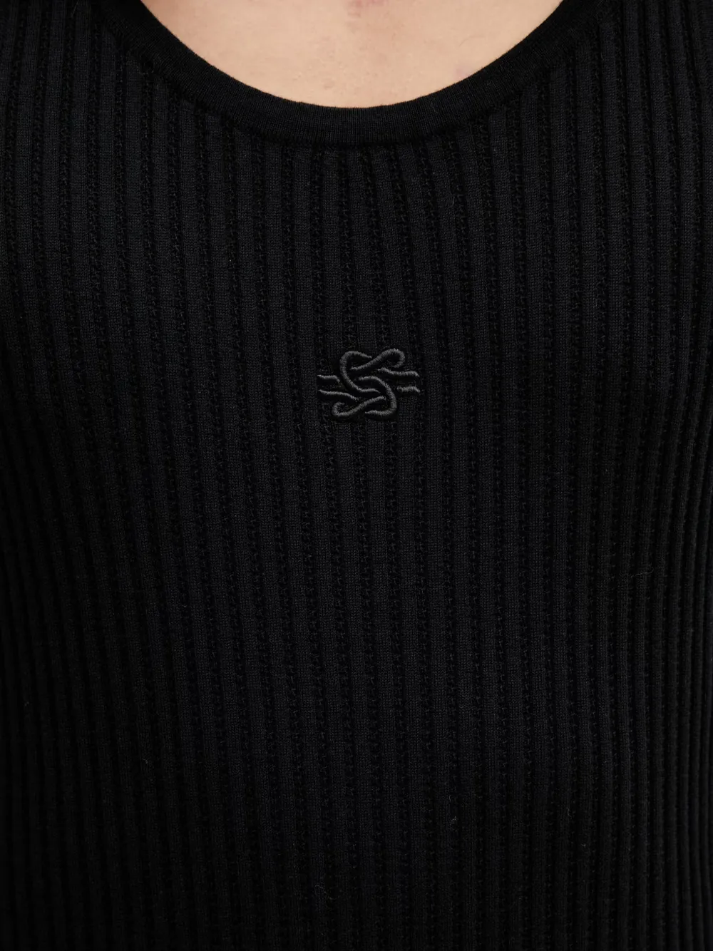 Filling Pieces Ribgebreide top met geborduurd logo Zwart