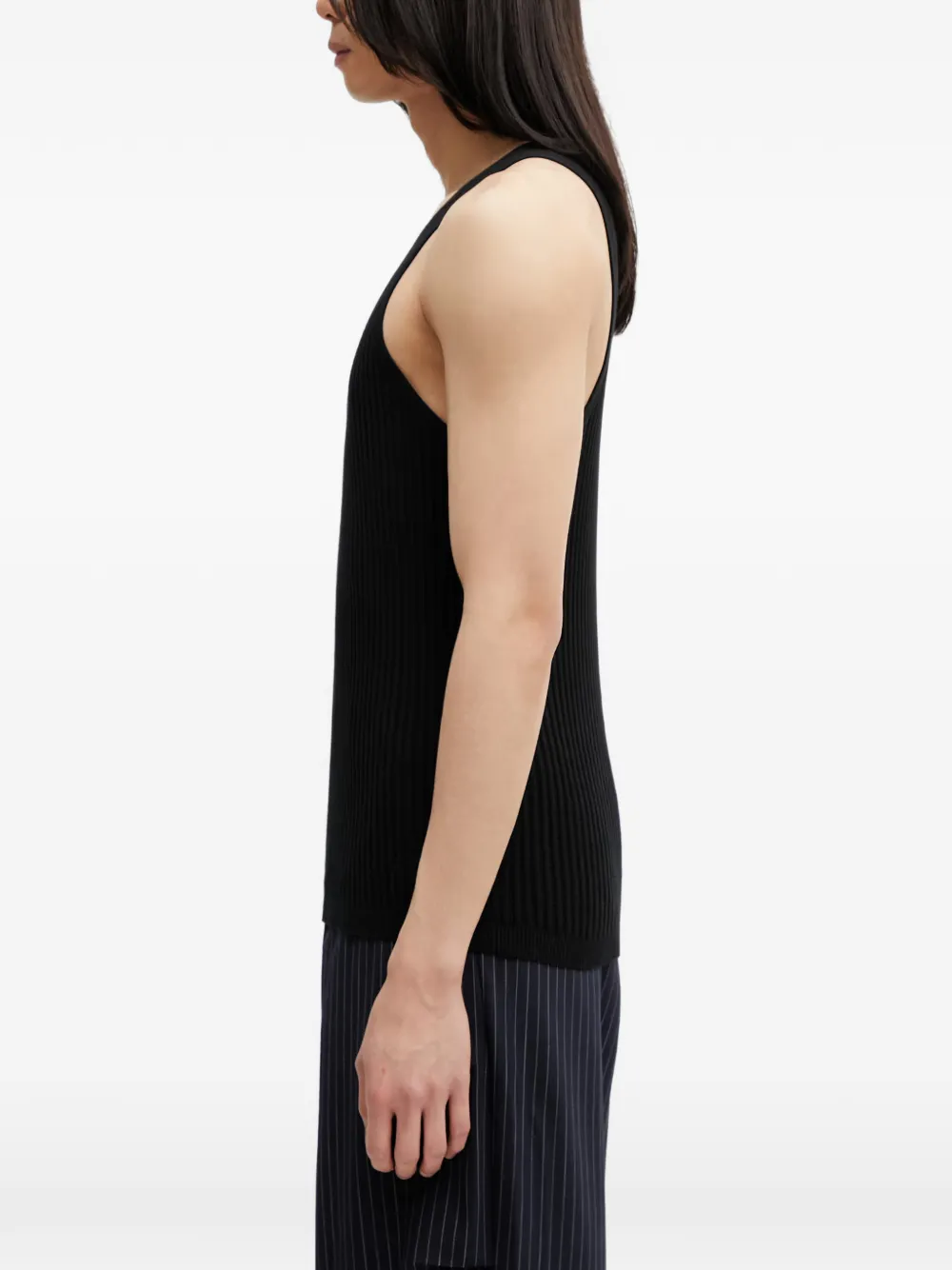 Filling Pieces Ribgebreide top met geborduurd logo Zwart