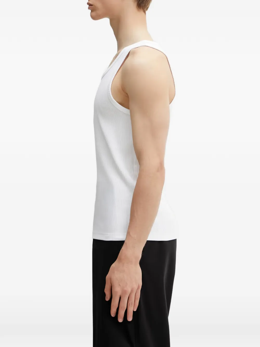 Filling Pieces Ribgebreid gilet met geborduurd logo Wit