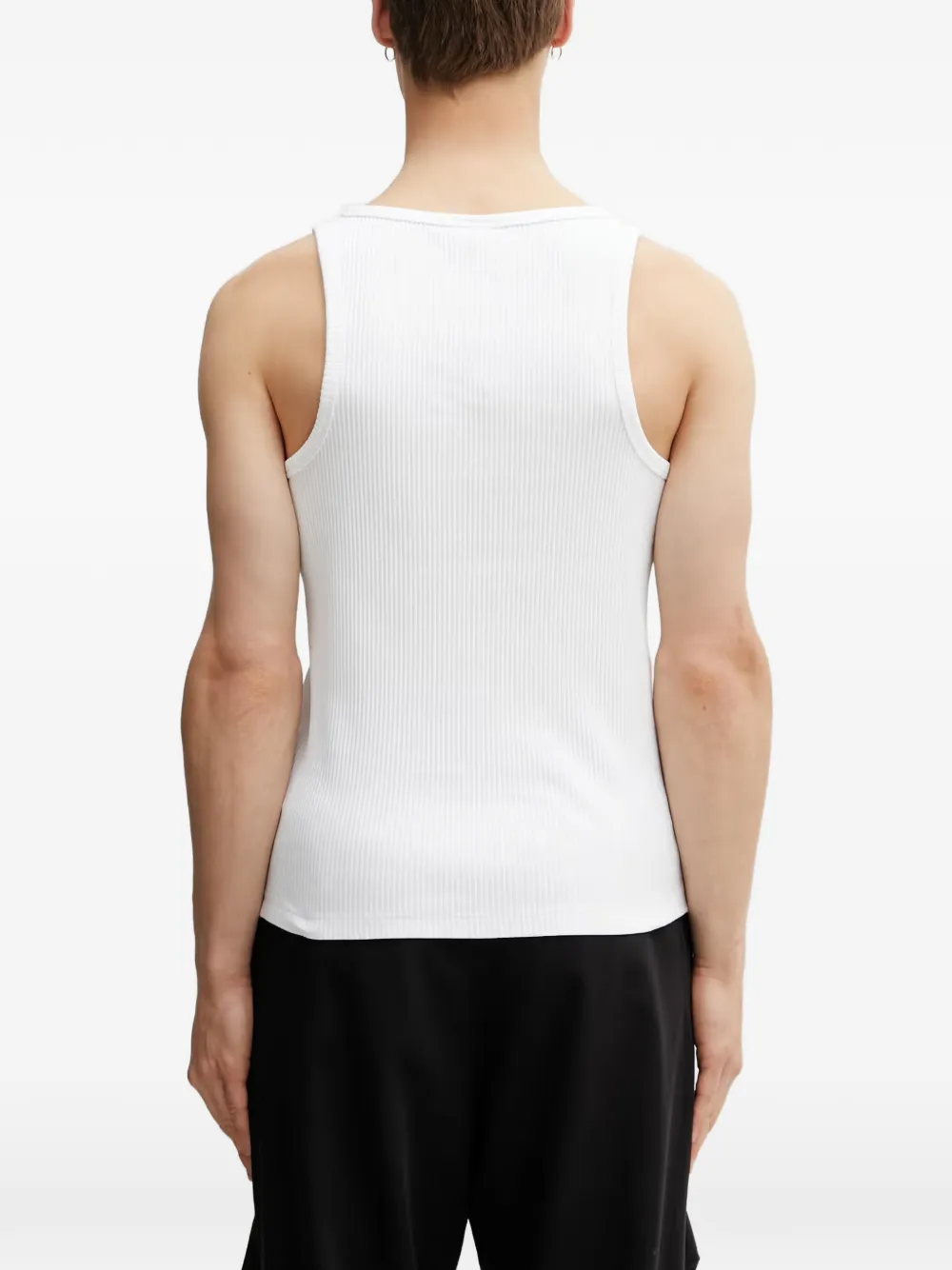 Filling Pieces Ribgebreid gilet met geborduurd logo Wit
