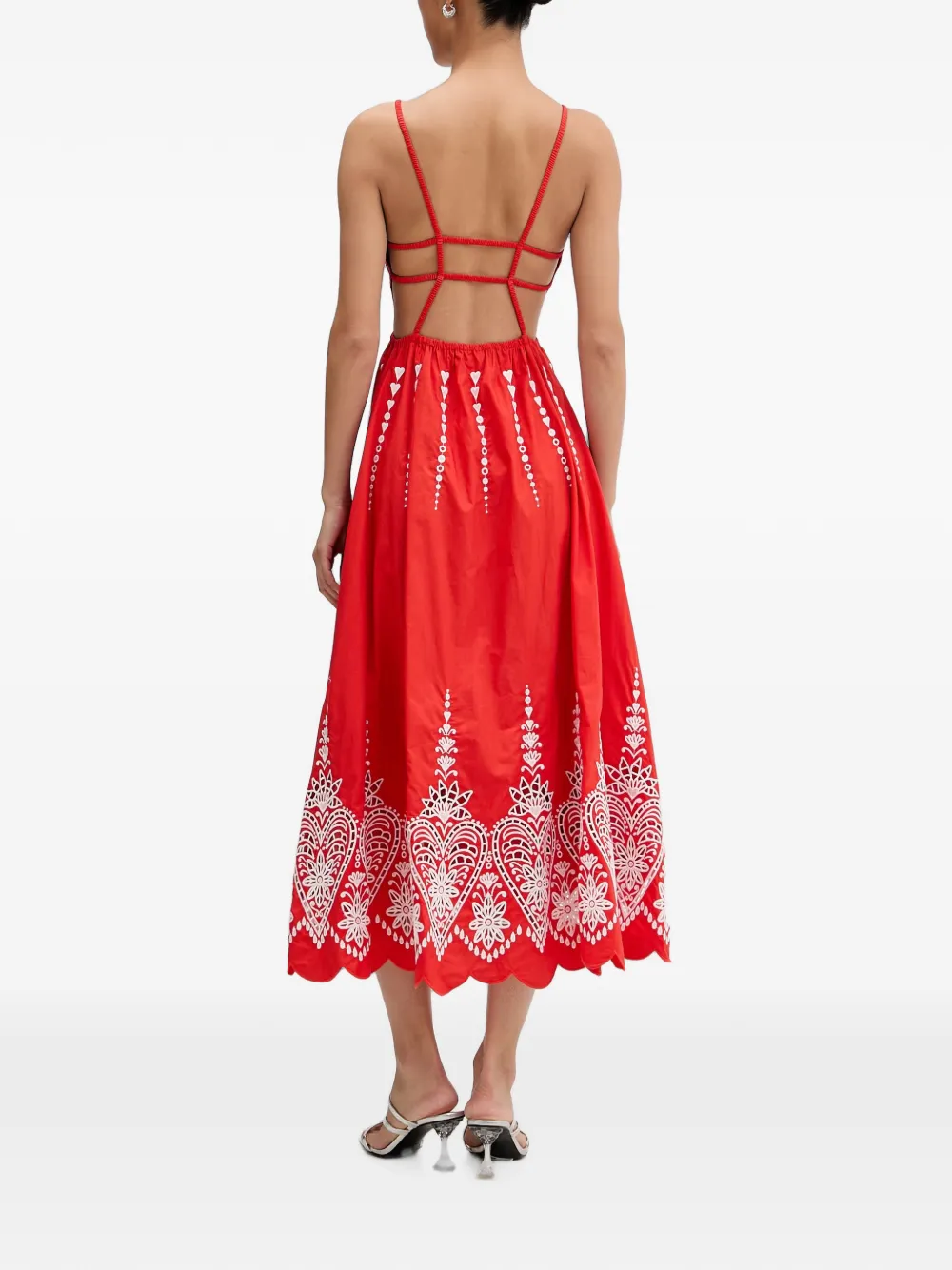 farm rio red palermo sleeveless midi dress Palermo Red Sleeveless Dress