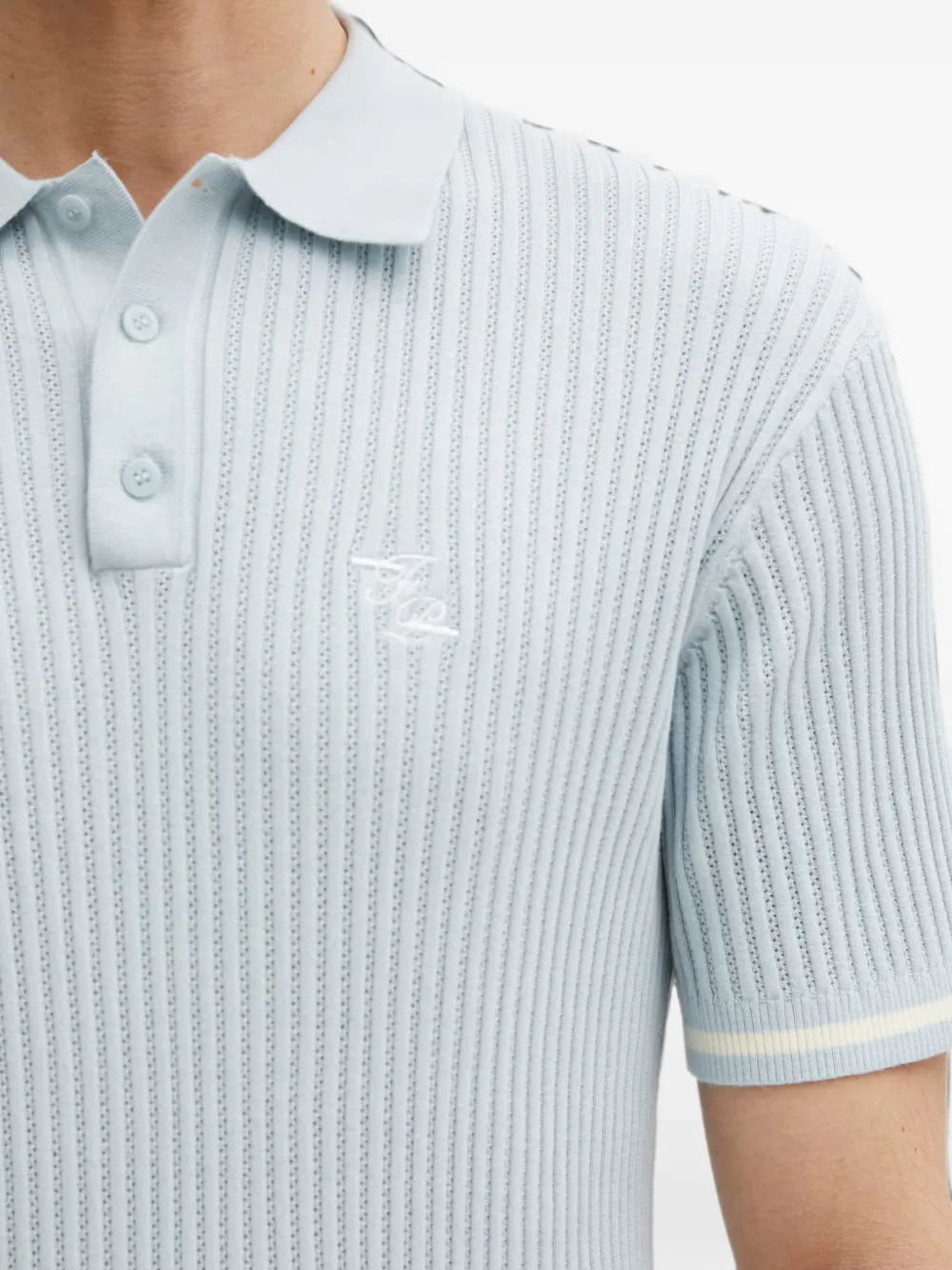 Filling Pieces Ribgebreid poloshirt Blauw