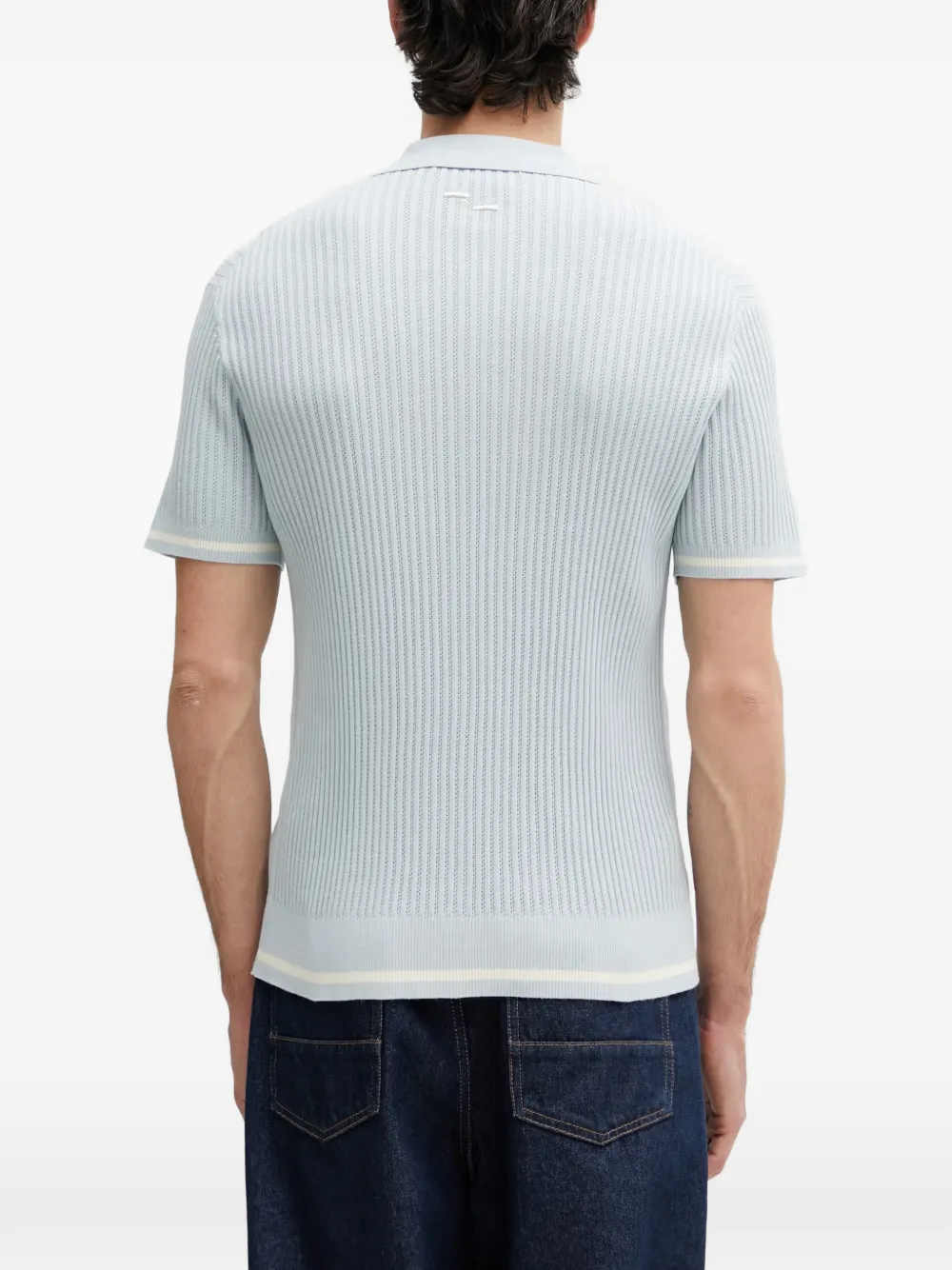 Filling Pieces Ribgebreid poloshirt Blauw