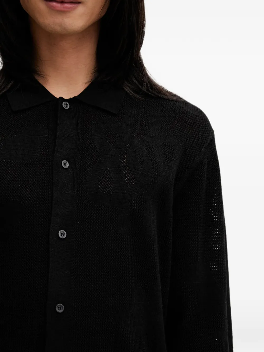 Filling Pieces Breaking Bread mesh vest met logo-jacquard Zwart