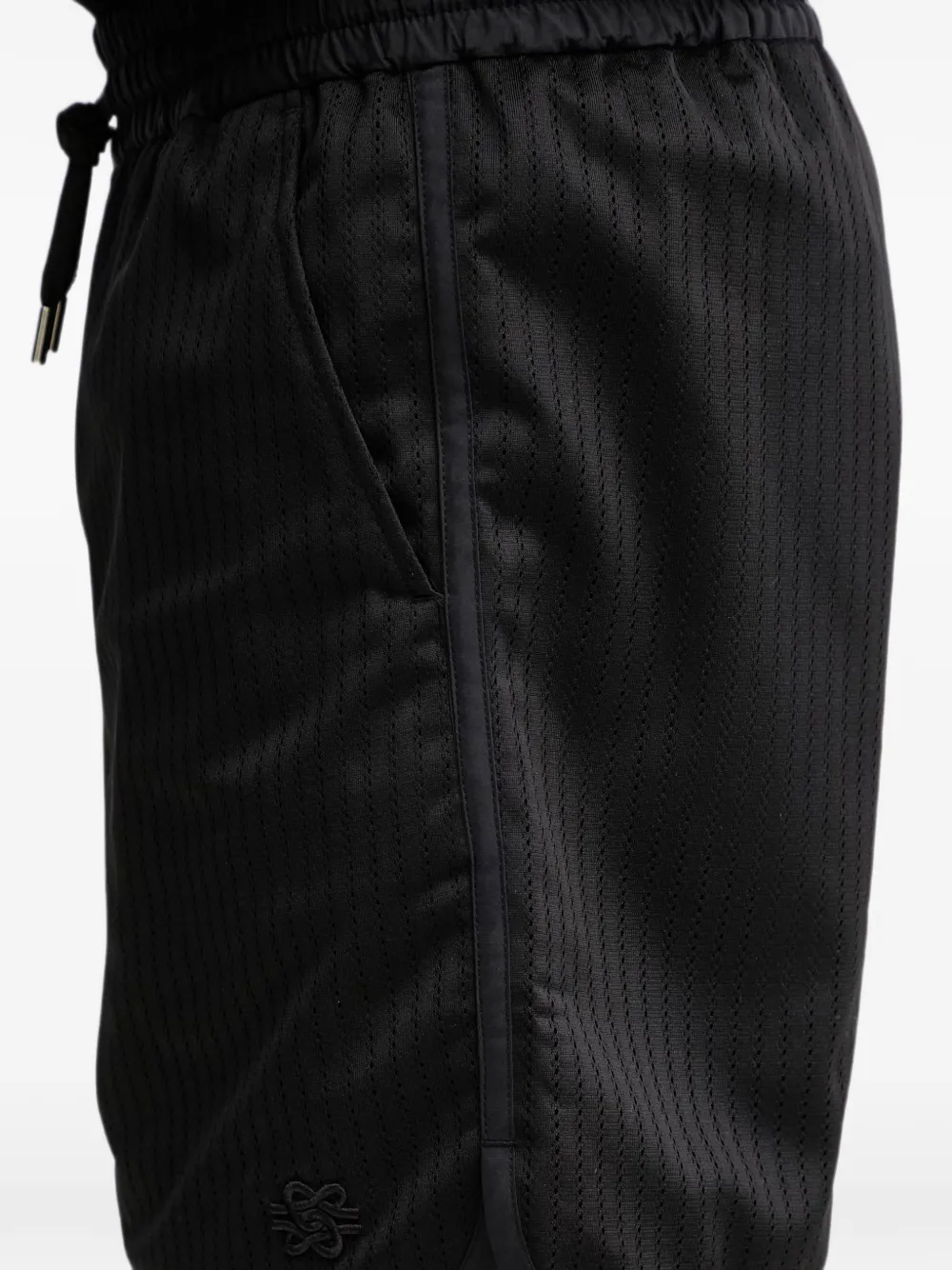 Filling Pieces Gebreide shorts met trekkoord en mesh Zwart