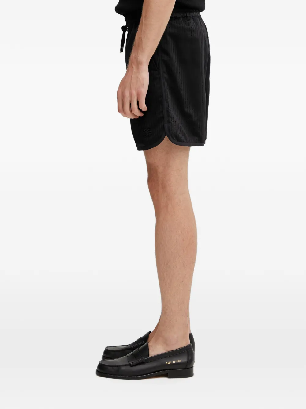 Filling Pieces Gebreide shorts met trekkoord en mesh Zwart