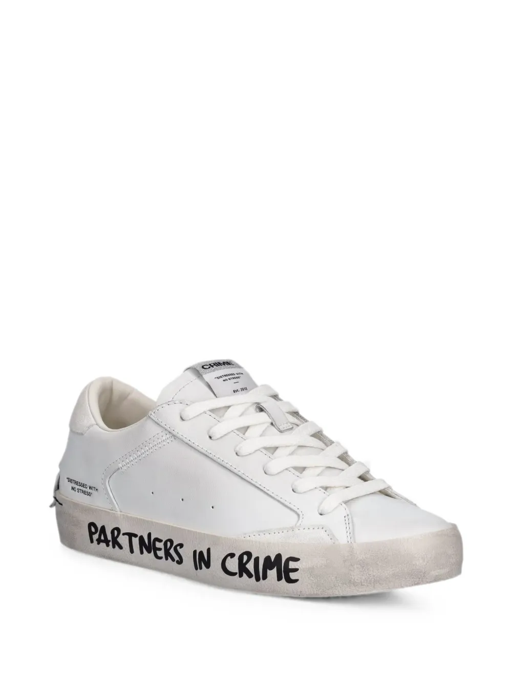 Crime London Distressed slogan-print sneakers Wit