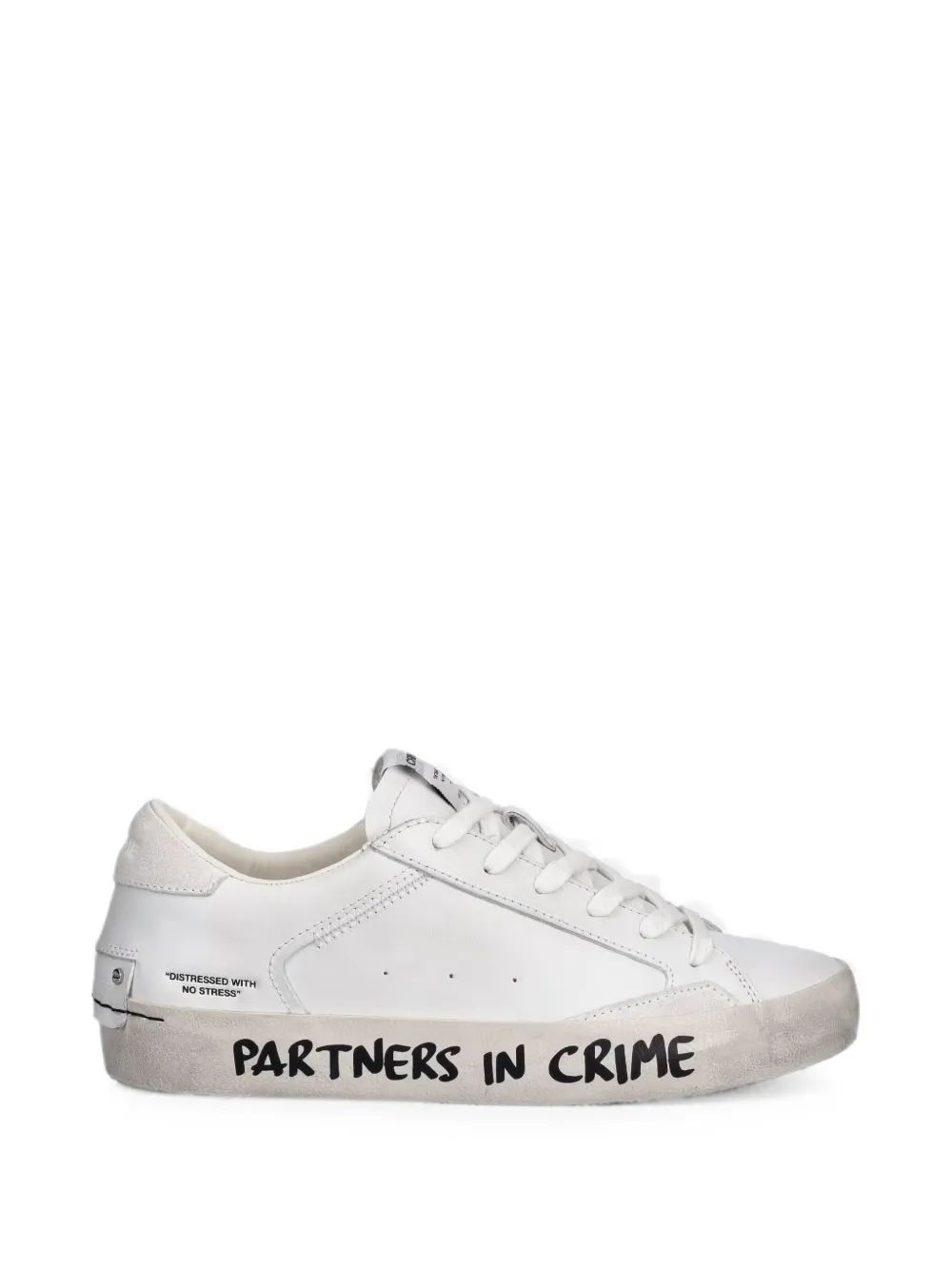 Crime London Distressed slogan-print sneakers - Weiß