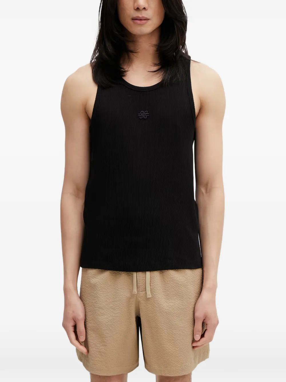 Filling Pieces logo-embroidered ribbed vest - Nero