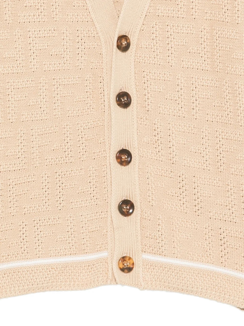 Fendi Kids Pointelle gebreid vest met FF-logo Beige