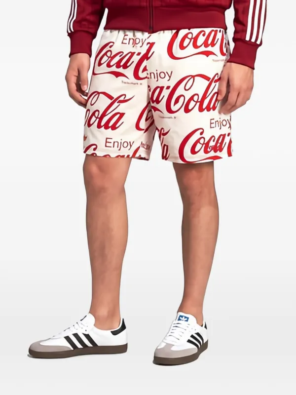 Adidas x Coca-Cola logo-print Shorts | Neutrals | FARFETCH