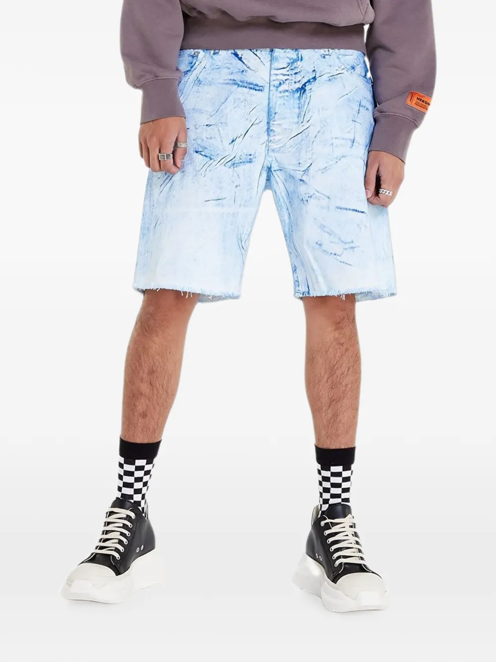Heron Preston overdyed raw-edge shorts - Blu