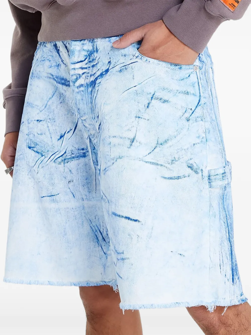 Heron Preston Shorts met gerafelde afwerking Blauw
