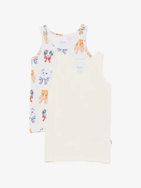 Molo cat-print vest tops set (set of two)