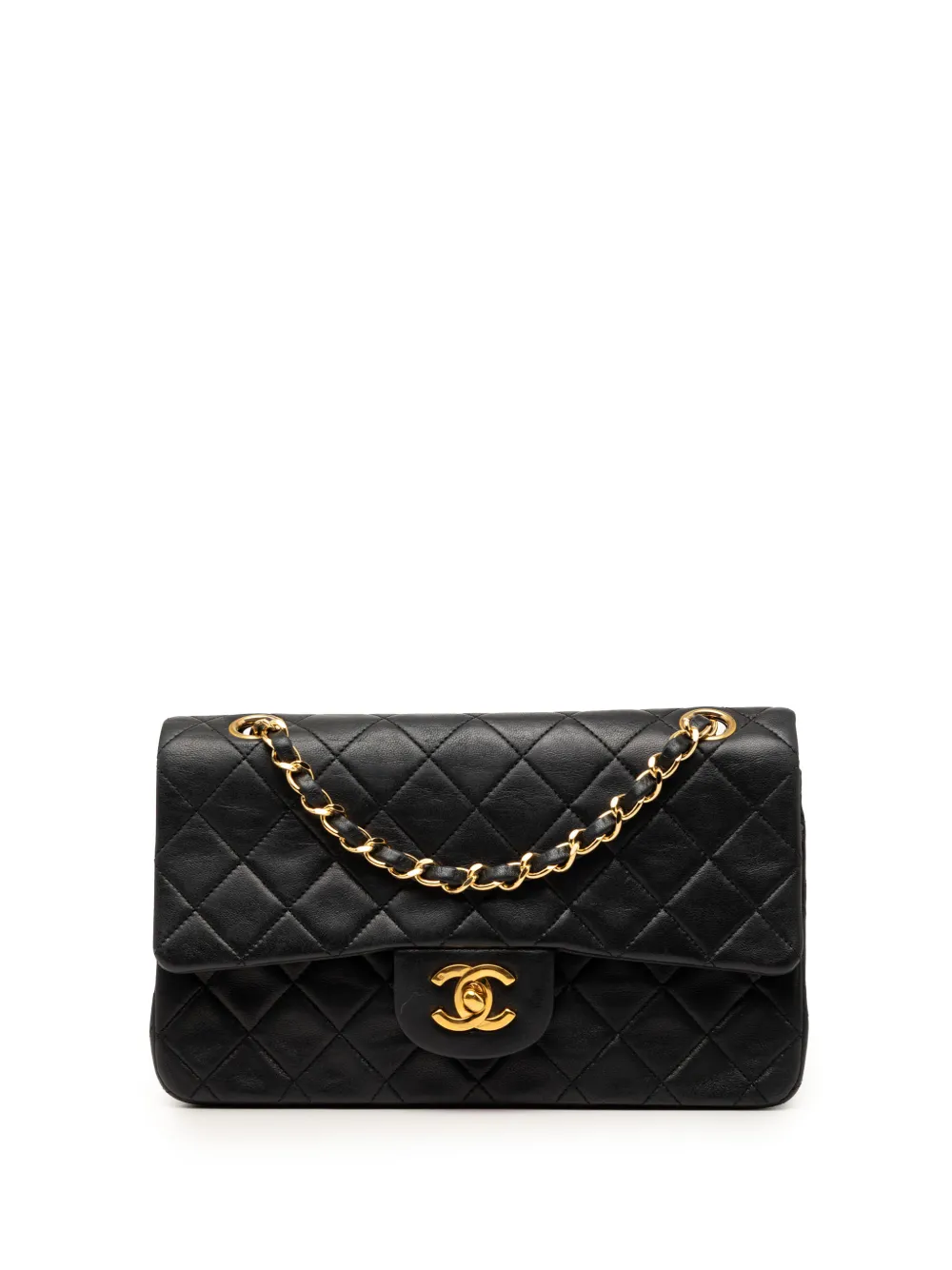 CHANEL Pre-Owned Borsa a spalla Double Flap piccola in pelle di agnello 1989-1991 - Nero