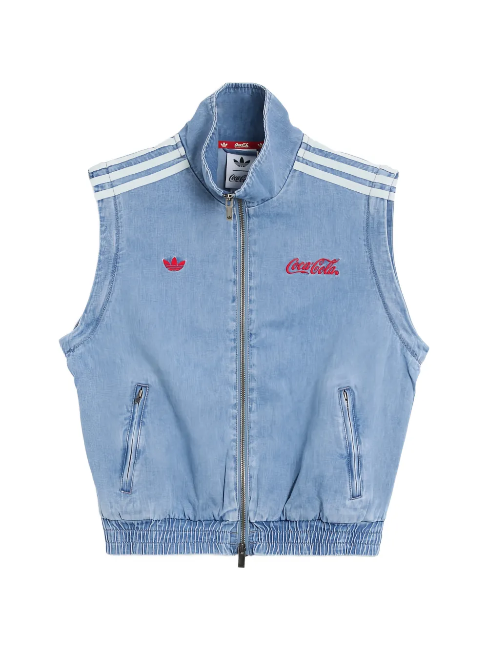 adidas x Coca-Cola Firebird Reg denim jack met geborduurd logo Blauw
