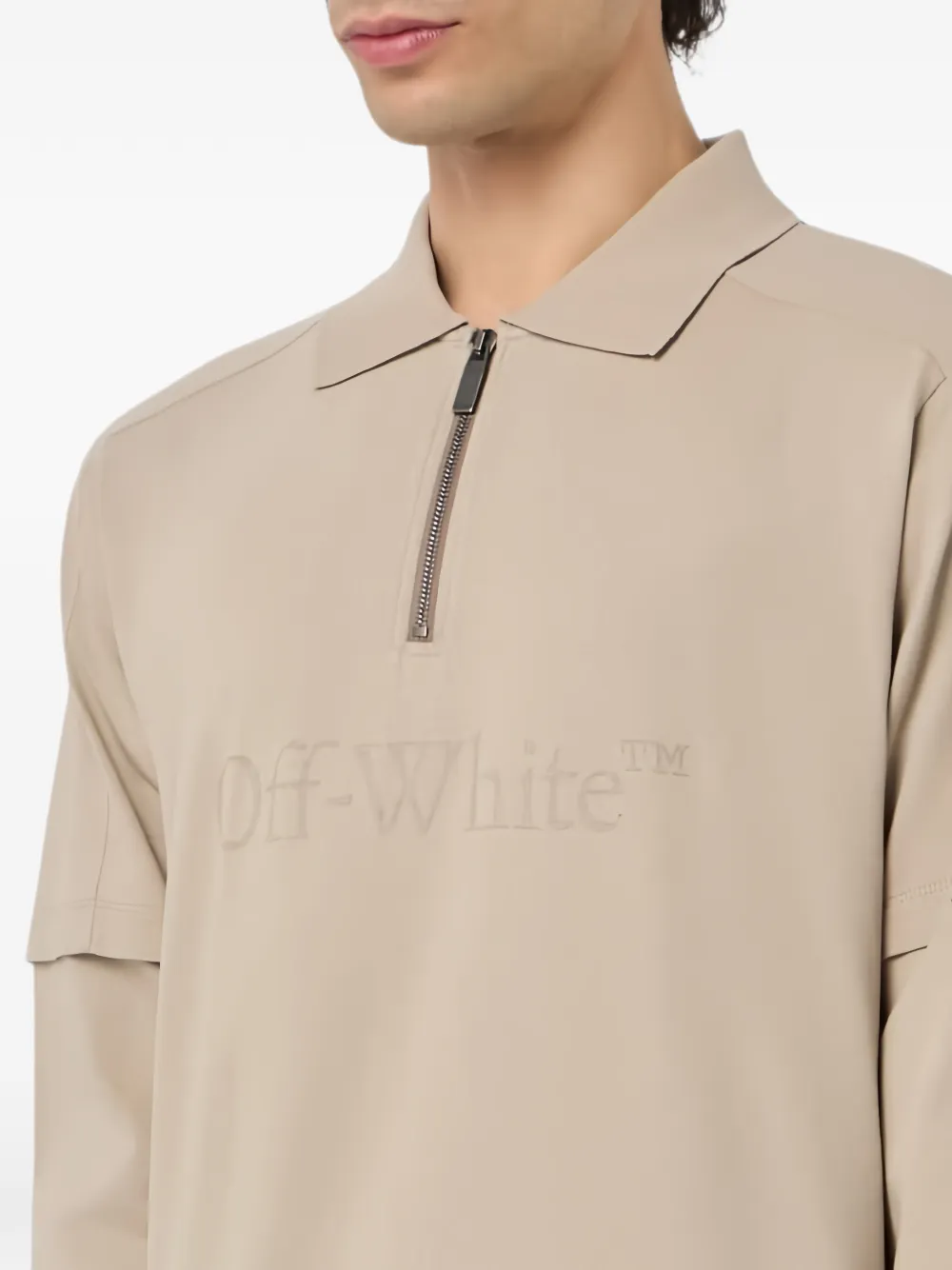 Off-White Poloshirt met dubbele mouwen en logoprint Beige