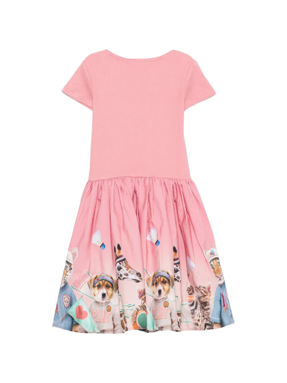 Molo Ribgebreide jurk met dierenprint Roze