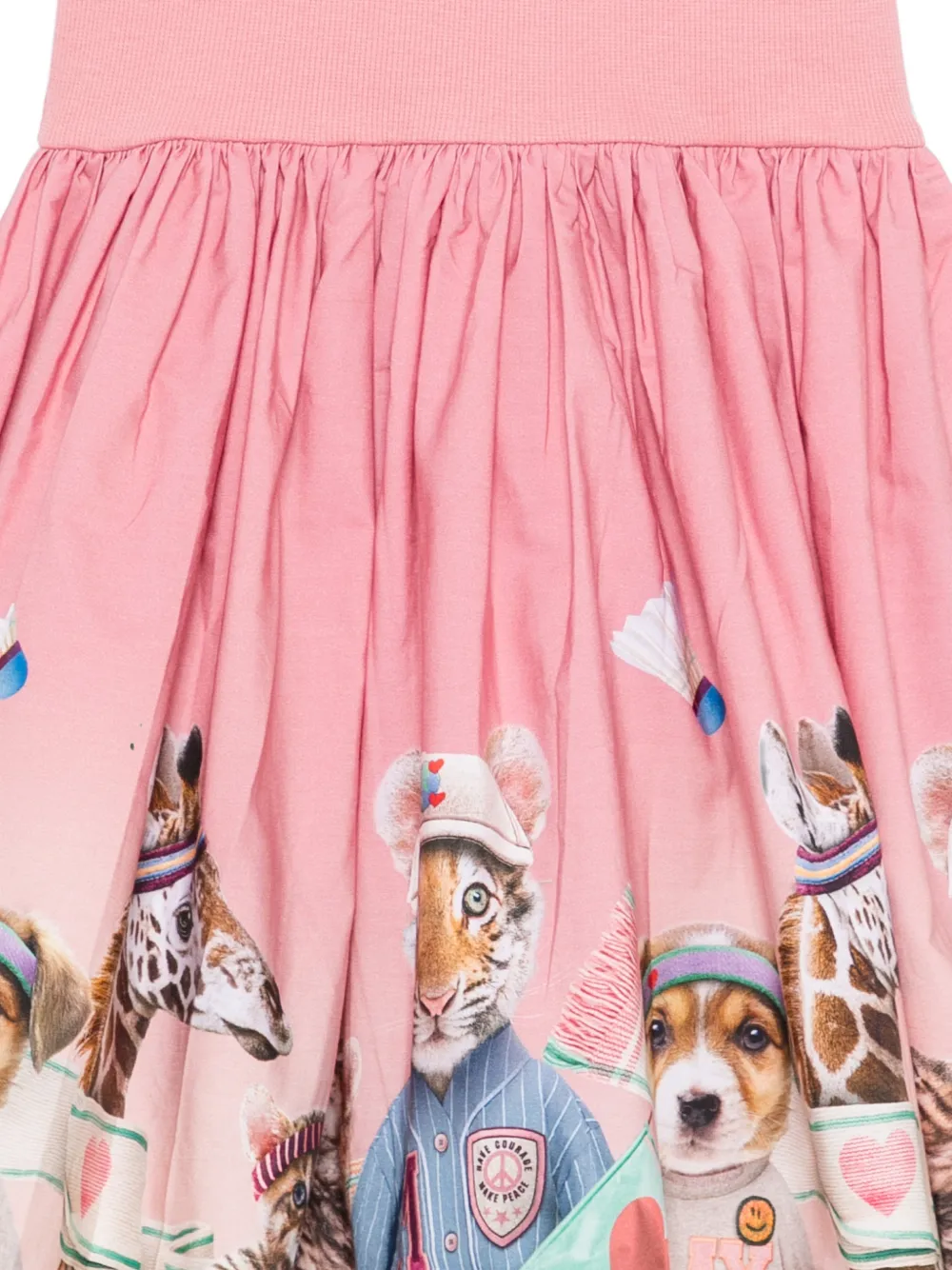 Molo Ribgebreide jurk met dierenprint Roze