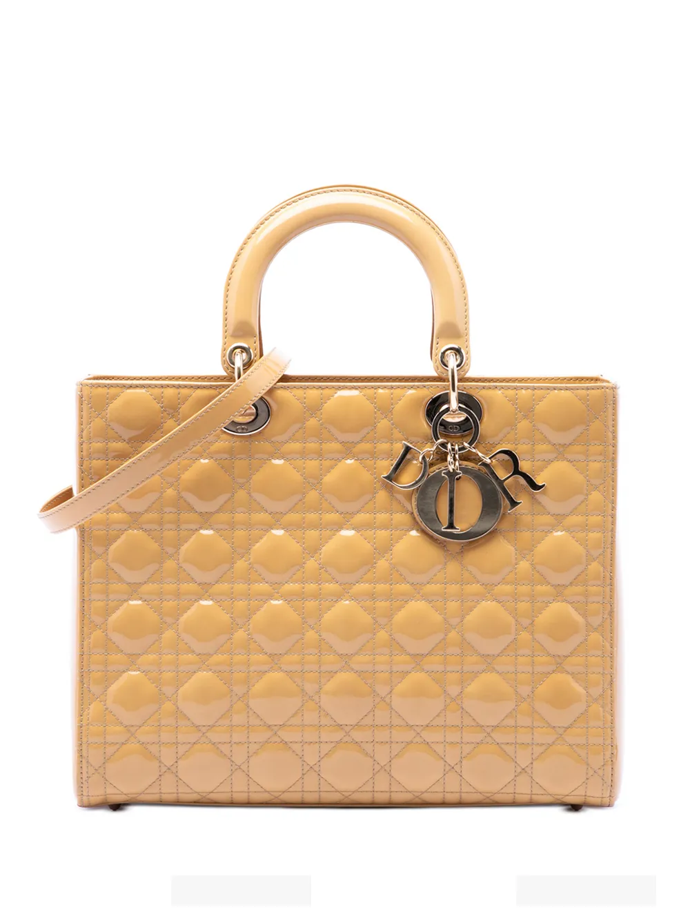 Christian Dior Pre-Owned 2011 Large Patent Cannage Lady Dior satchel - Neutrals