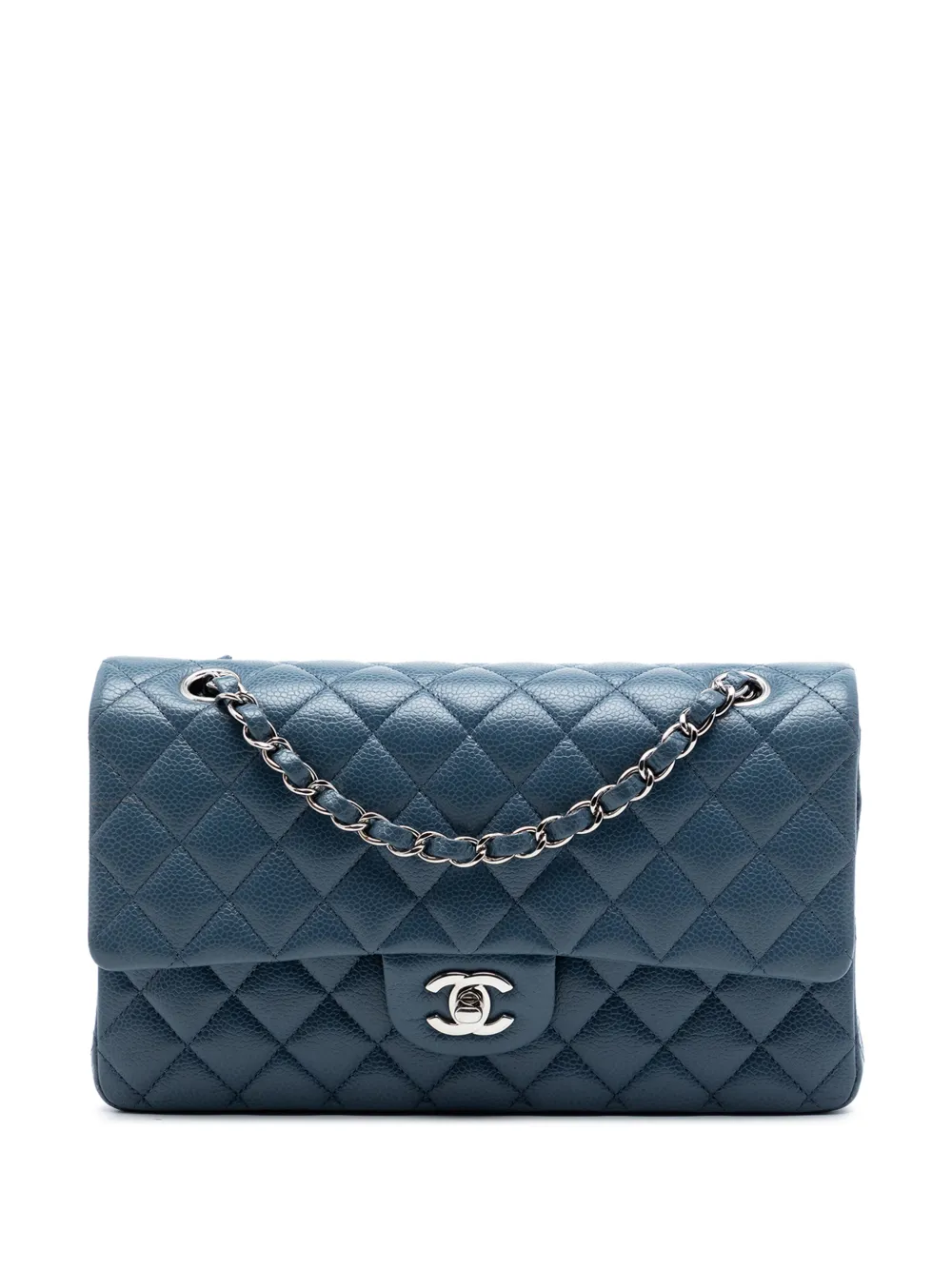 CHANEL Pre-Owned Borsa a spalla Classic Double Flap media in pelle Caviar 2014-2015 - Blu