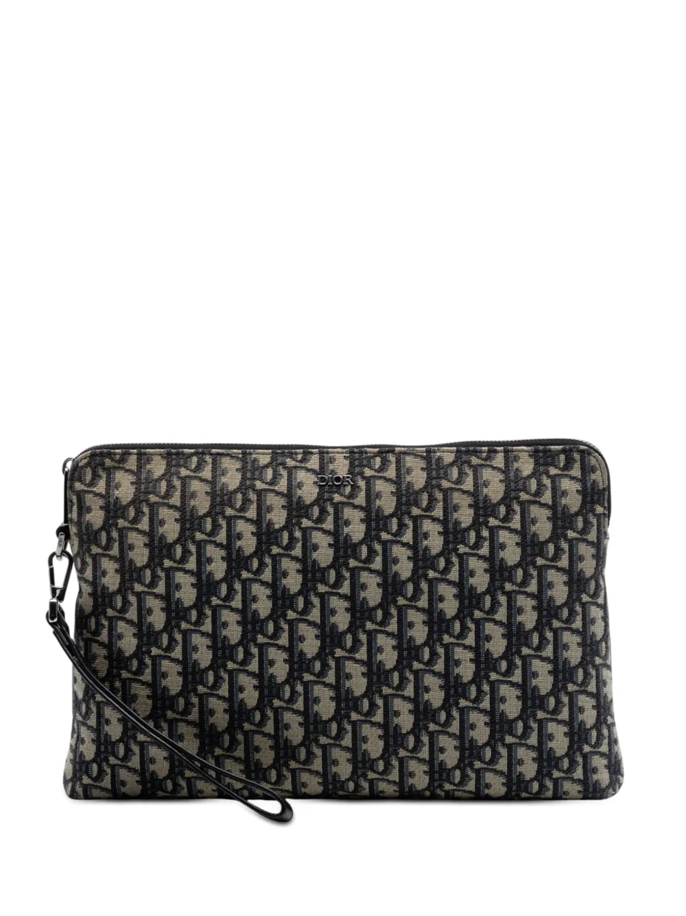 Christian Dior Pre-Owned 2023 Oblique Canvas A4 Zipped Pouch clutch bag - Blue
