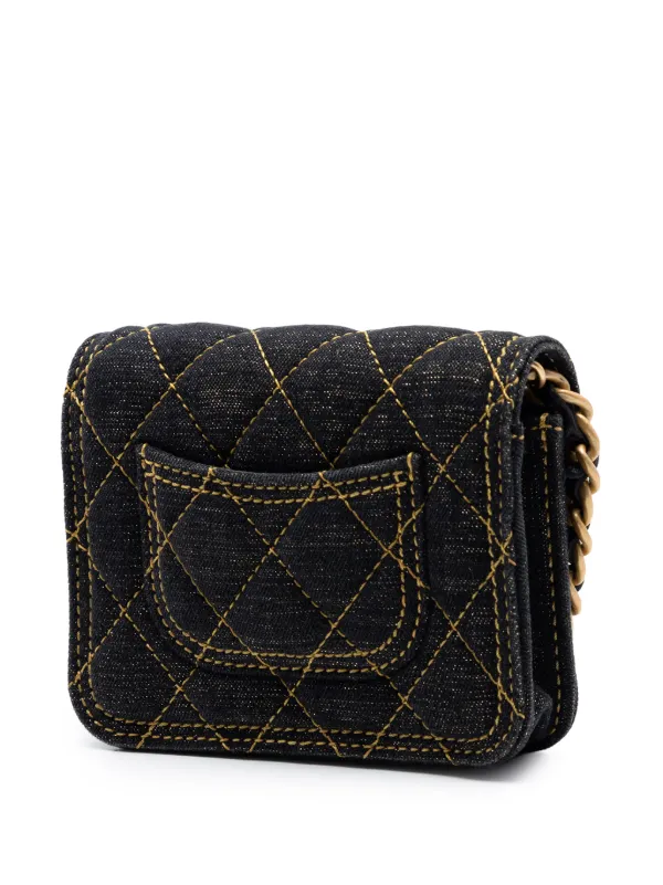 CHANEL Pre-Owned 2021-2026 ミニ マトラッセ デニム ダブルユー