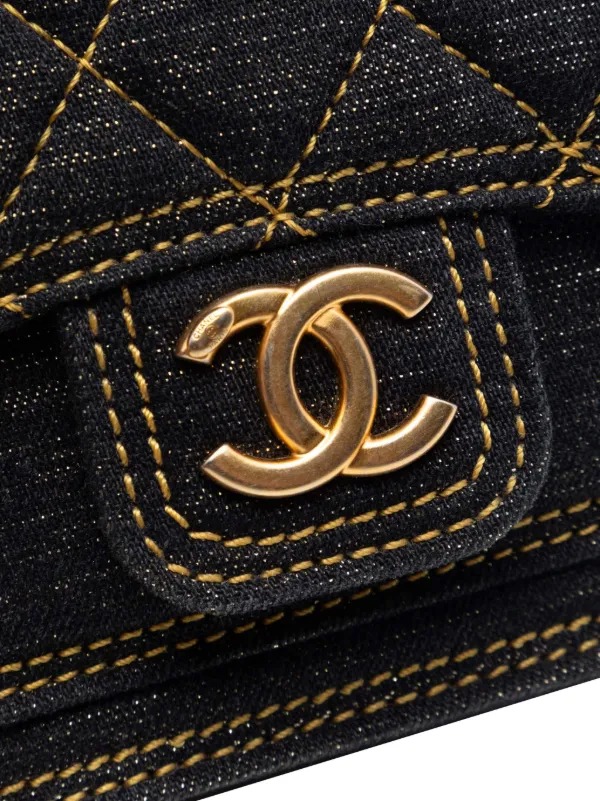 CHANEL Pre-Owned 2021-2026 ミニ マトラッセ デニム ダブルユー 