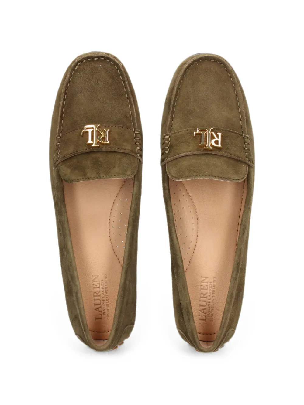 Lauren Ralph Lauren logo-plaque suede loafers Groen