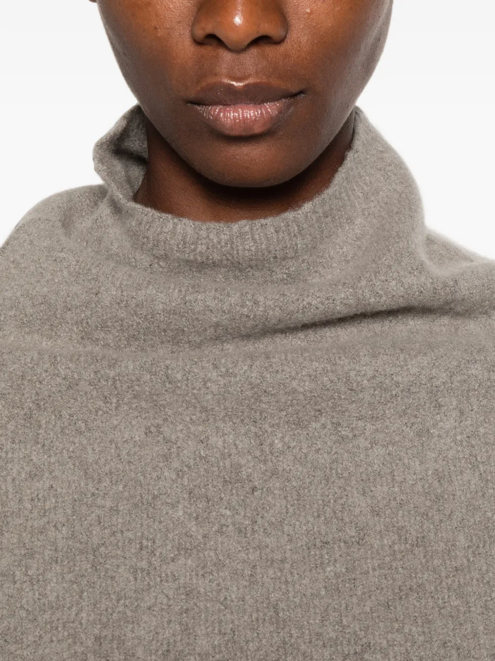 Rick Owens Trui met hoge hals en geribbelde mouwen Grijs
