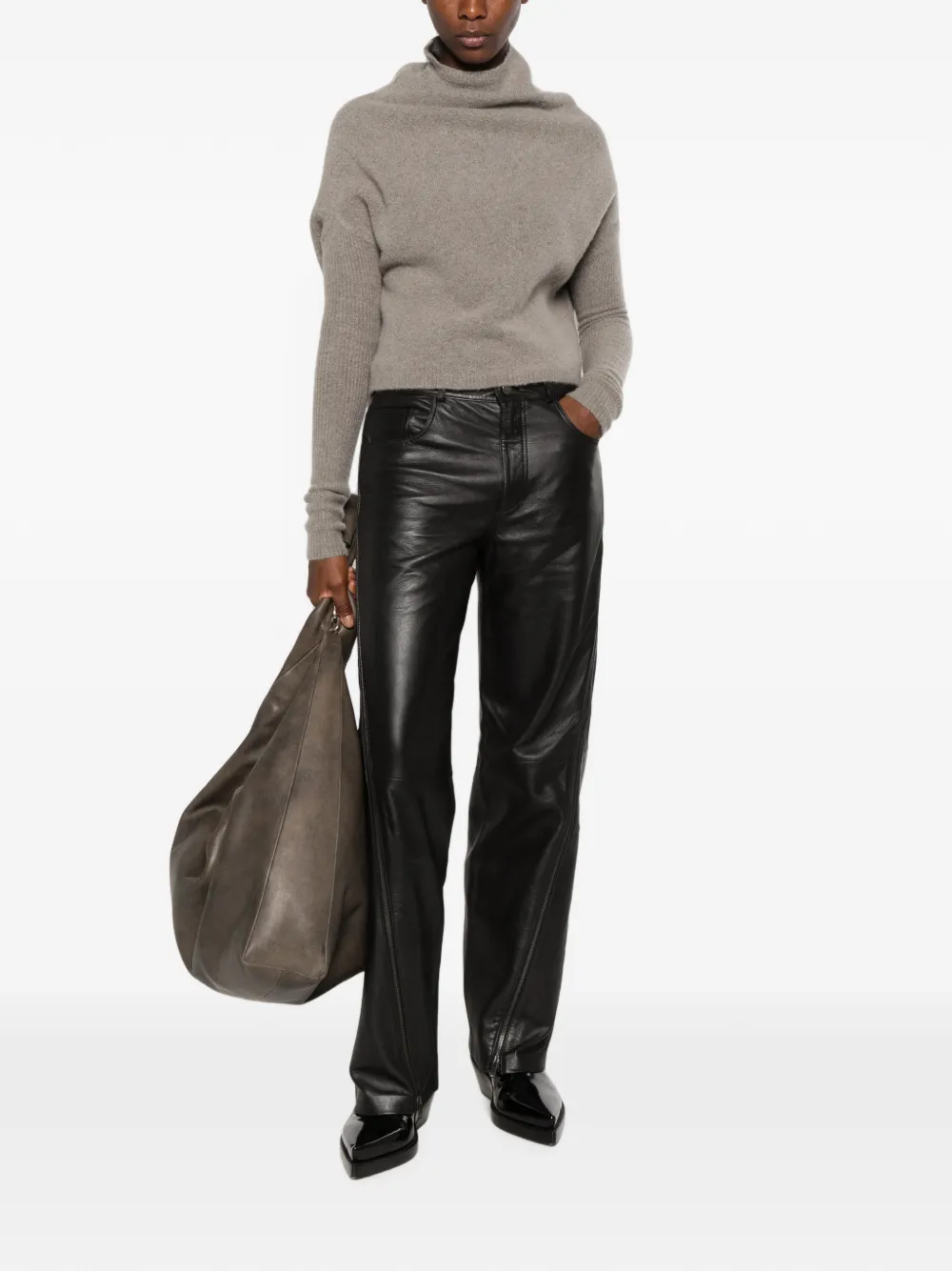 Rick Owens Trui met hoge hals en geribbelde mouwen Grijs