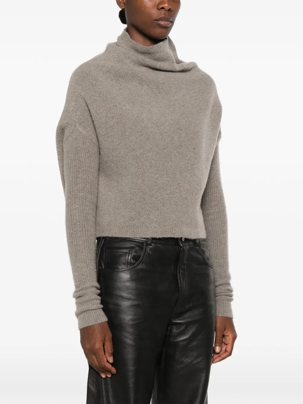 Rick Owens Trui met hoge hals en geribbelde mouwen Grijs