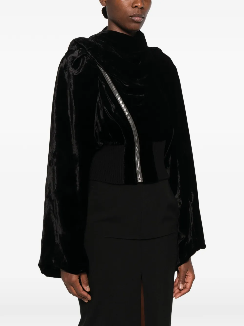 Rick Owens Gedrapeerd jack met asymmetrische rits Zwart