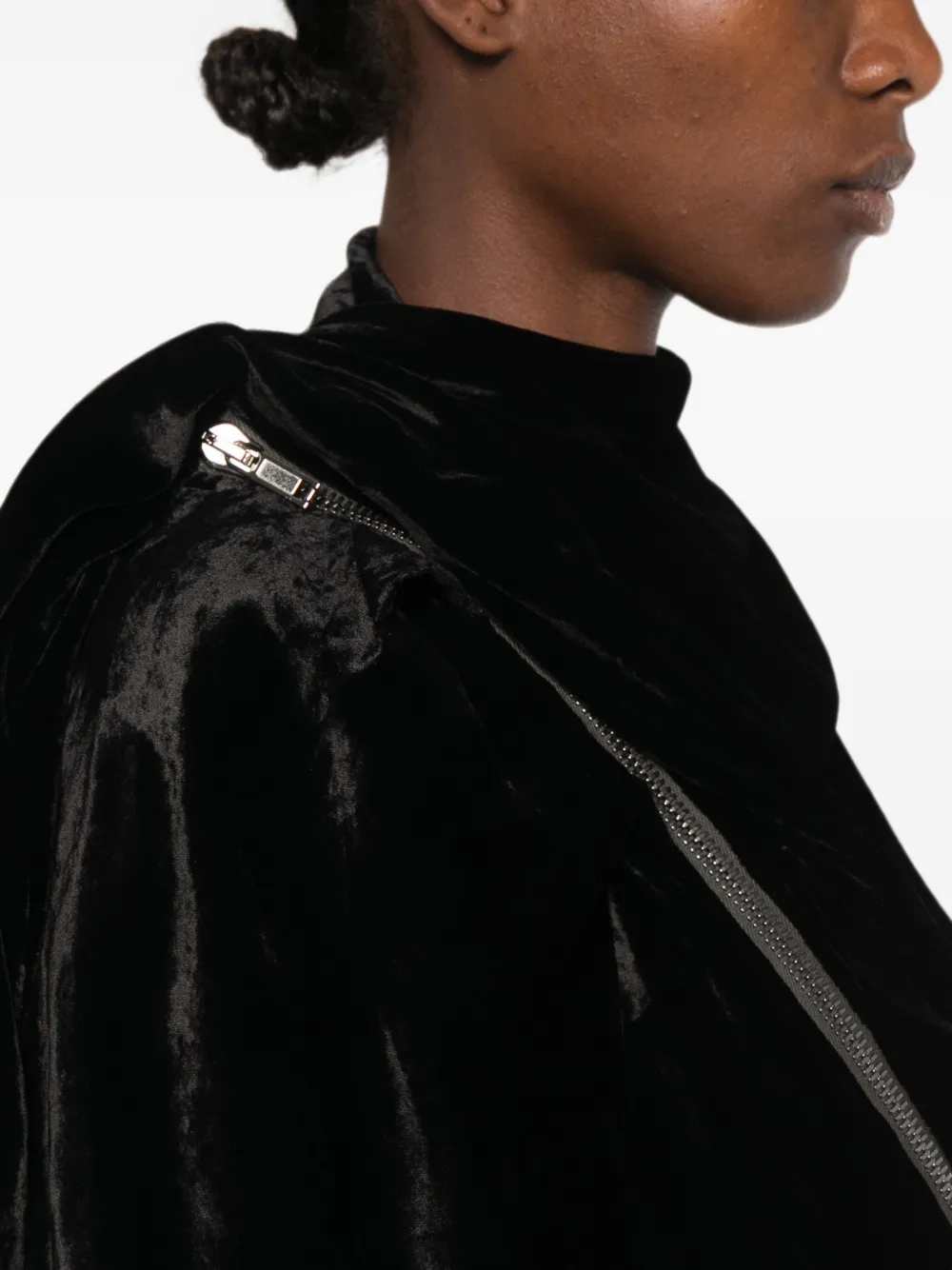 Rick Owens Gedrapeerd jack met asymmetrische rits Zwart