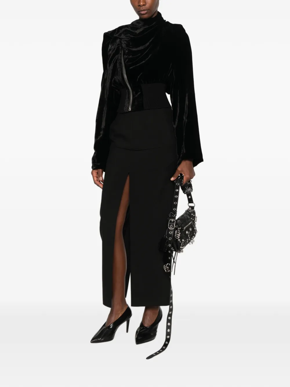 Rick Owens Gedrapeerd jack met asymmetrische rits Zwart