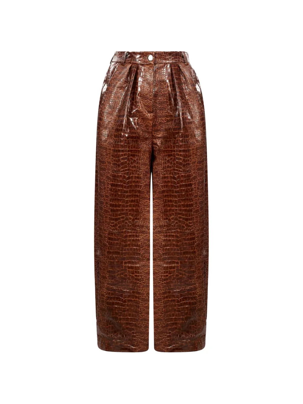 Rowen Rose croc-effect high-waisted trousers - Braun